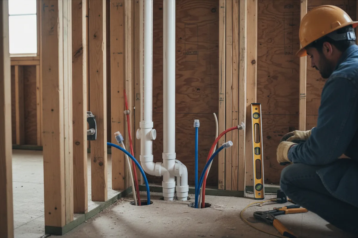 Drain and supply rough-in during Drain Cleaning in North Lima